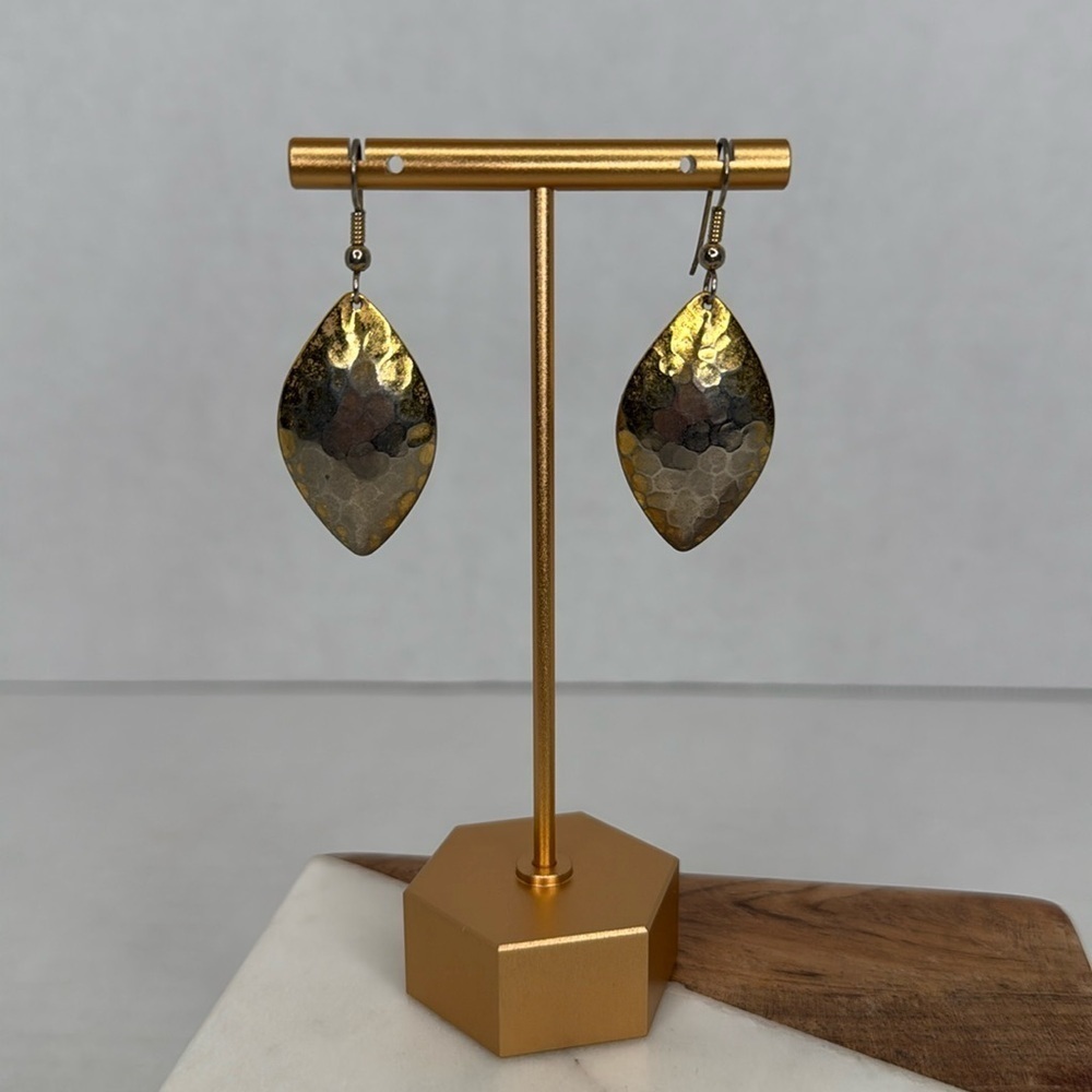Vintage Gold Hammered Earrings lot E8